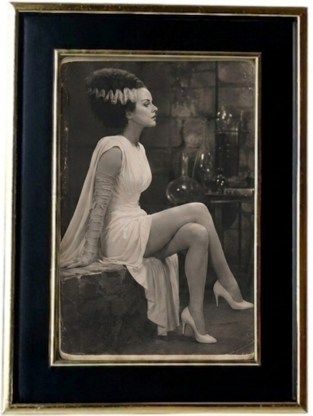 Vintage monster universal bride of frankenstein Queen marry Shelly Horror  Print